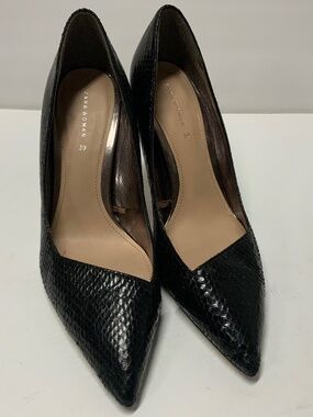 Zara Black Snakeskin Print High Heels